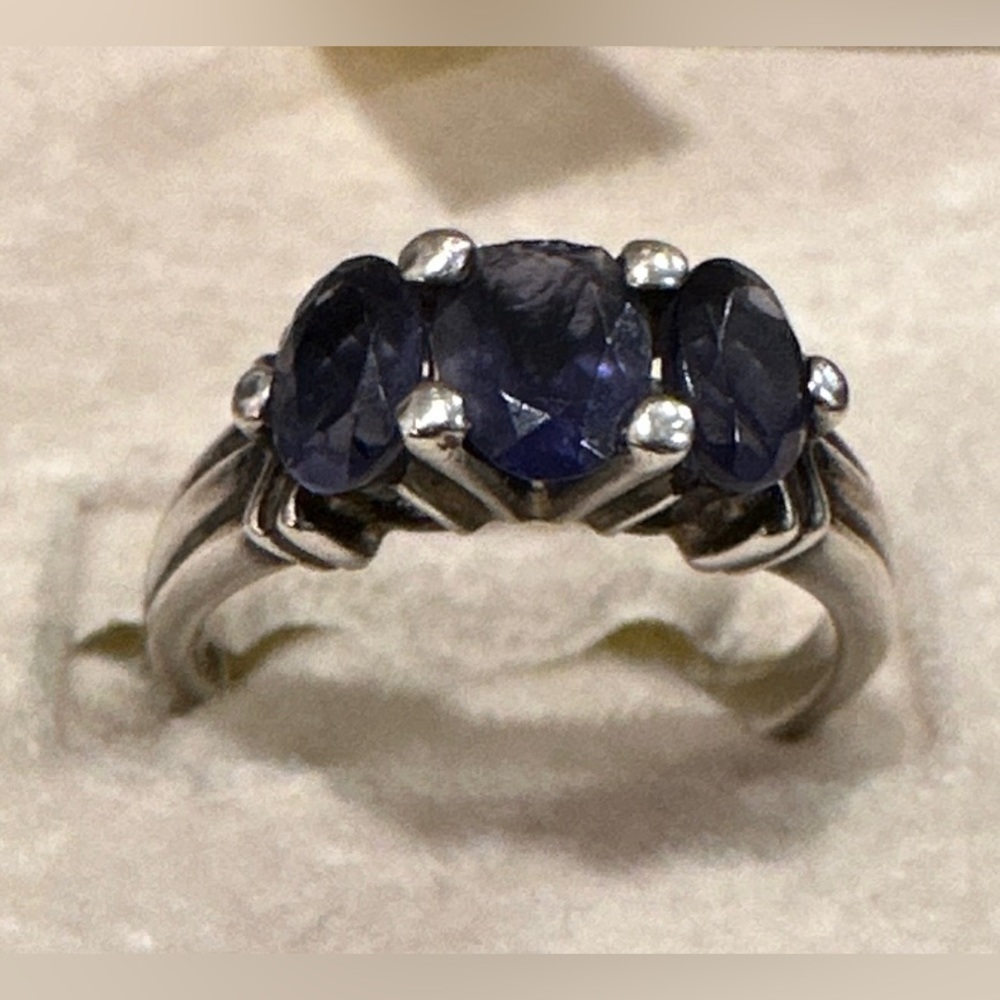 Three Stone Iolite And Silver Ring - image 1
